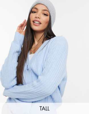 New Look Tall rib cardigan in blue-Blues