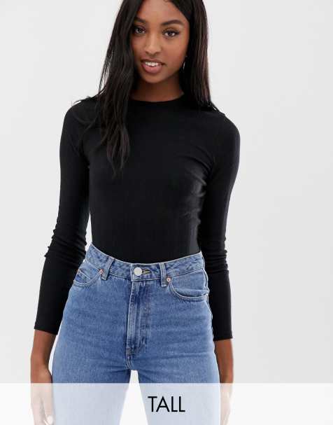 New Look Tall rib crew neck in black