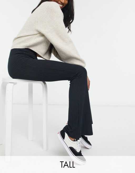New Look Tall rib flared legging in black ASOS