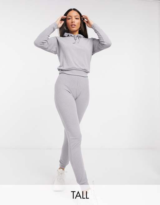 New Look Tall rib top and trouser set in grey