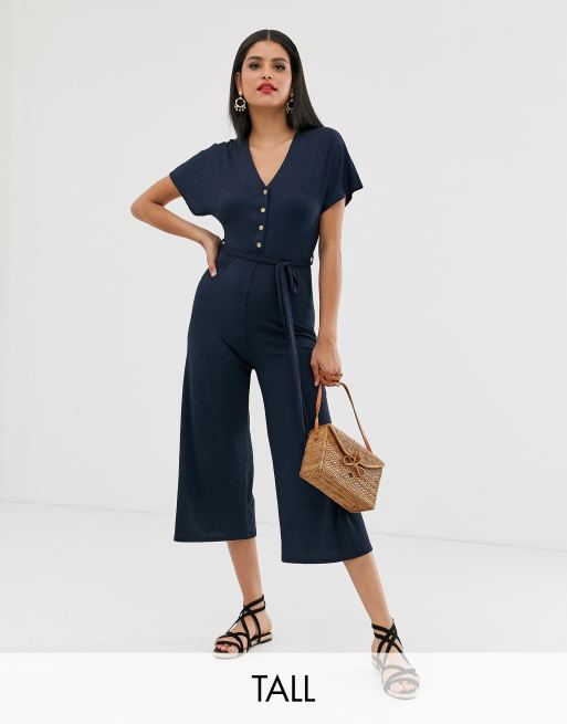 New Look Tall ribbed jumpsuit in navy | ASOS