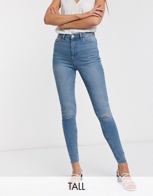 New Look Tall ripped disco jean in blue
