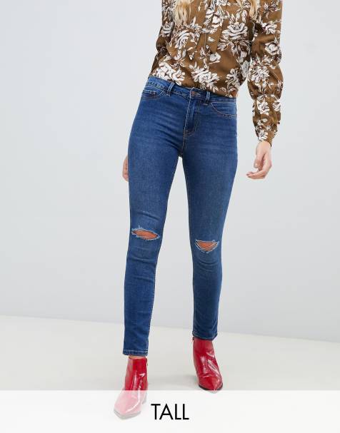 New Look Tall ripped knee Skinny Jeans in blue