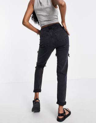 new look tall mom jeans in black