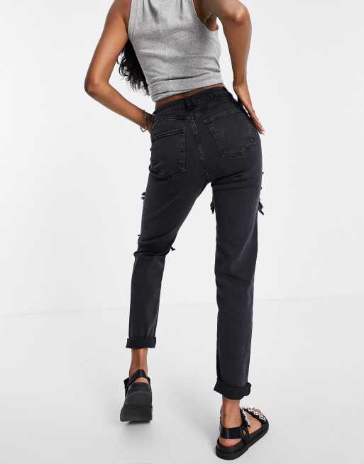 New look store mom jeans black