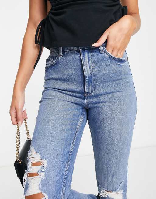 New Look Tall ripped skinny jeans in mid blue wash, 3 of 4