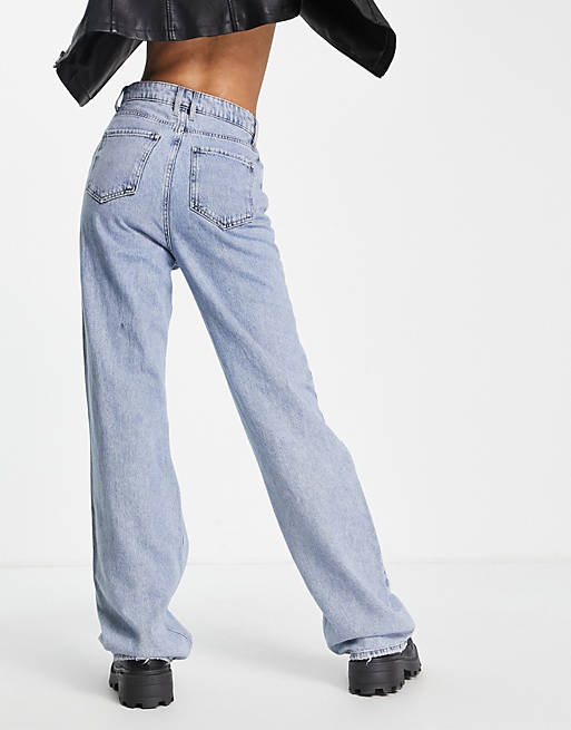 Jeans New Look Tall ripped wide leg jean in mid blue 