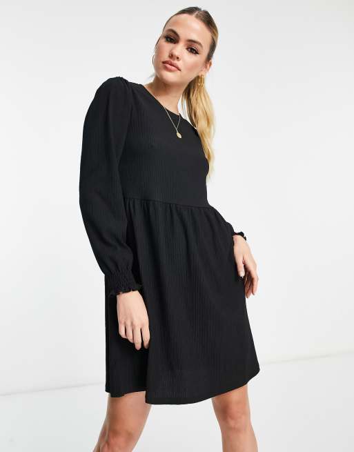 New Look Tall - Robe babydoll courte à manches longues en jersey - Noir, 4 de 4