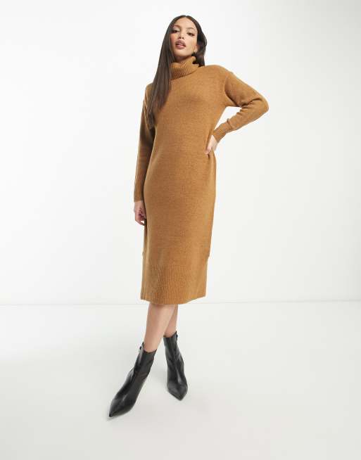 Roll neck store knitted midi dress