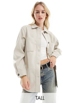 New Look Tall Shacket In Stone-neutral