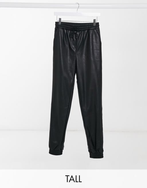 New Look Tall - Sort joggingbukser i læderlook