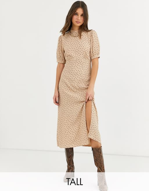 Camel polka 2025 dot dress