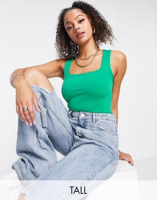 New Look Tall square neck bodysuit in green