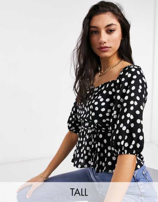 New Look Tall square neck top in spot print | ASOS