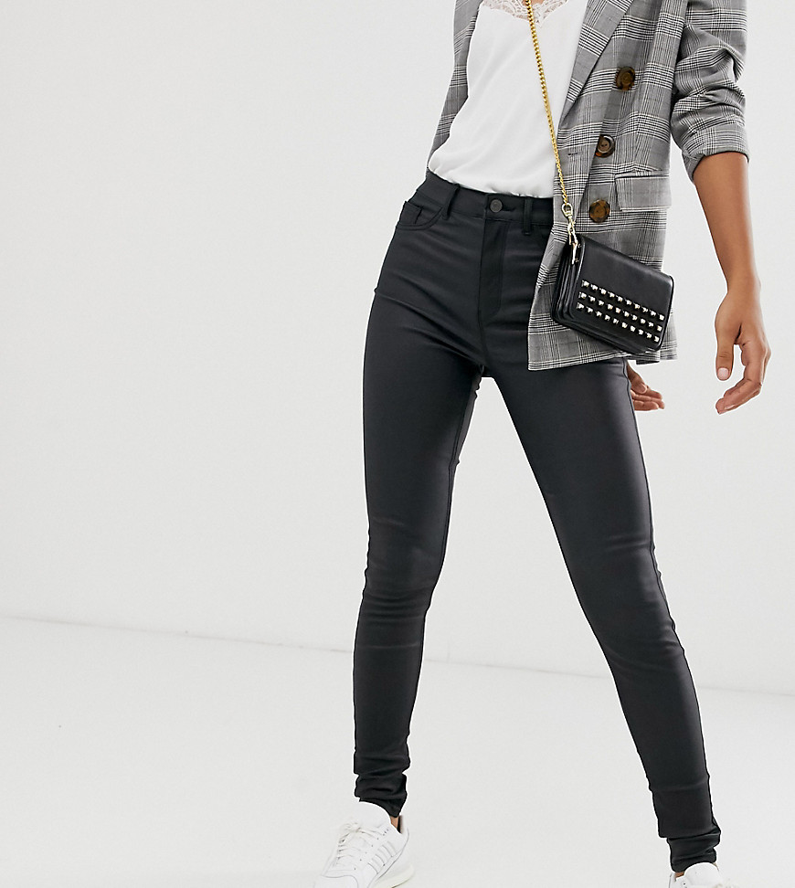 New Look Tall – Svarta jeans i läderimitation med disco-beläggning