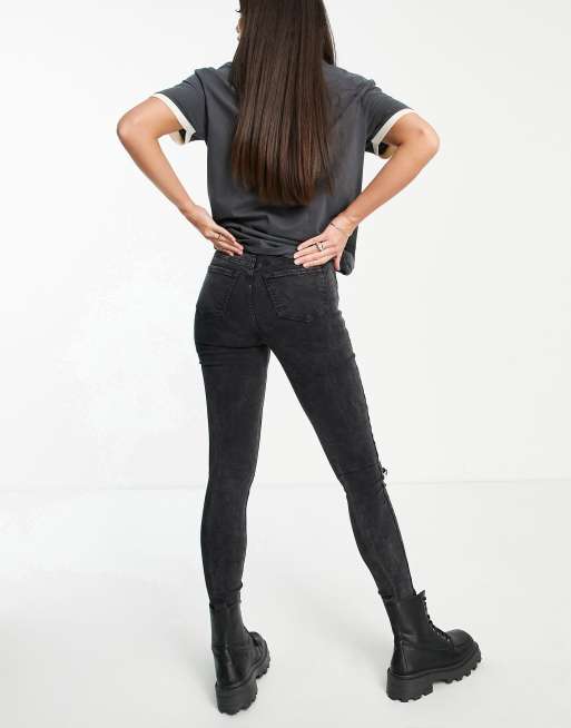 New Look Tall – Svarta stentvättade jeans med hög midja och revor, 4 av 4