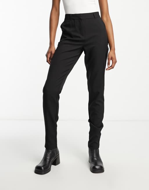 Black skinny trousers long clearance leg