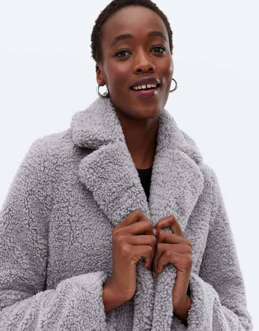 Grey long hotsell teddy coat