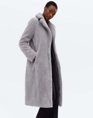 New Look Tall teddy borg coat in light grey