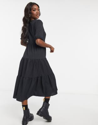 new look black tiered dress