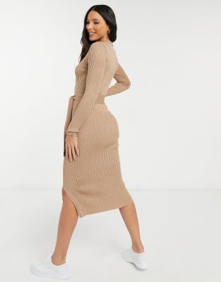 new look ribbed midi dress