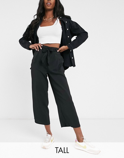 New Look Tall tie waist trousers in black