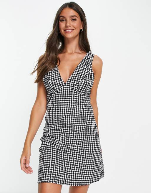 Houndstooth pinafore dress sale