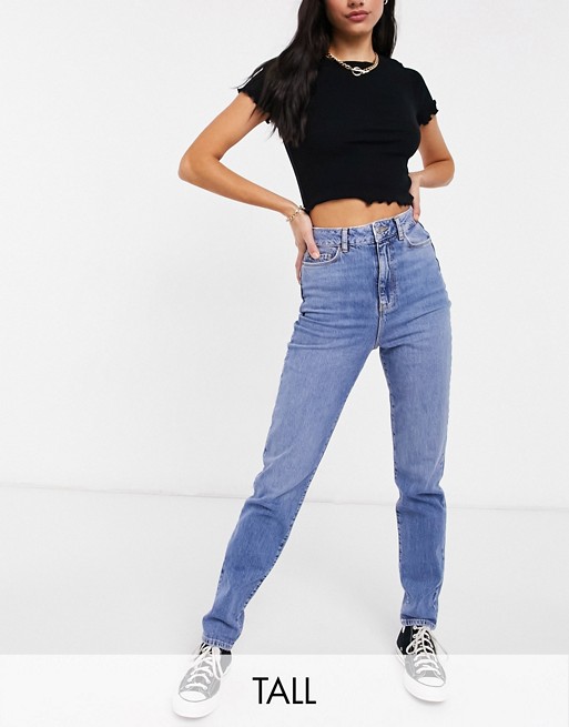 New Look Tall waist enhance mom jean in authentic blue