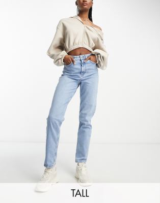 New Look Tall waist enhance mom jean in mid blue