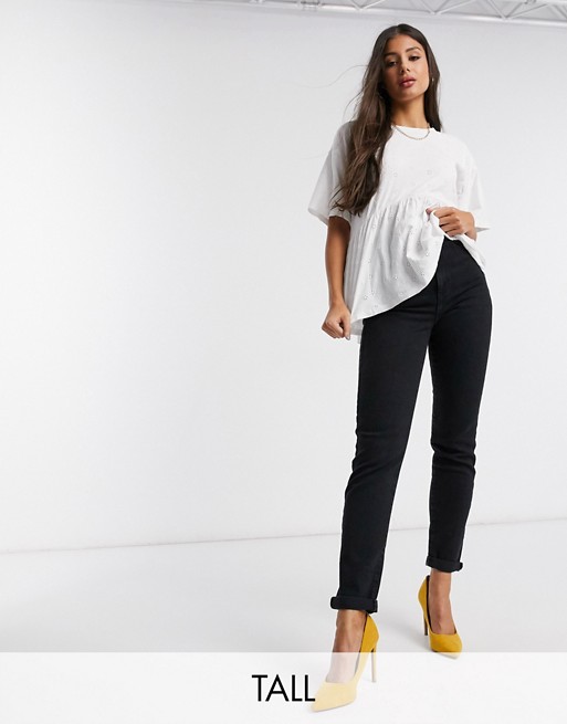 New Look Tall waist enhancing mom jeans in black