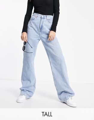 New Look Tall wide leg dad jean in light blue | ASOS