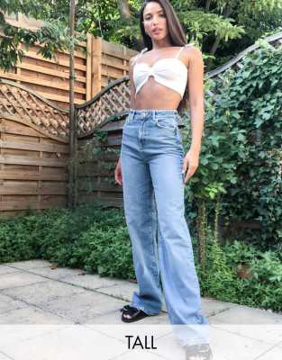 Look Tall wide leg jeans in mid blue | ASOS