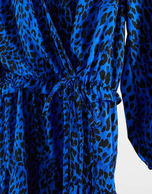 blue leopard print dress new look