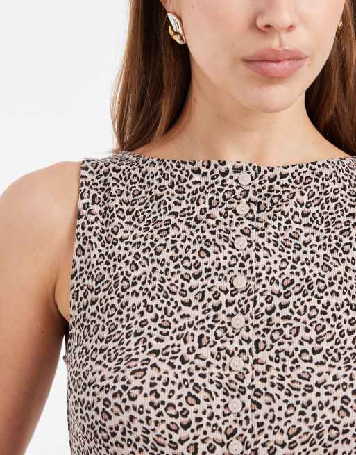New Look - Tanktop med bådudskæring og knapper i leopardprint, 3 af 4