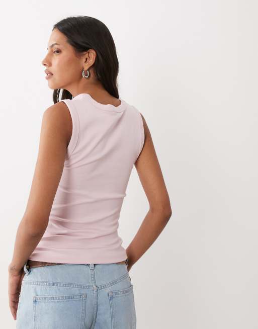 New Look tanktop med v-hals i lyserød, 4 af 4