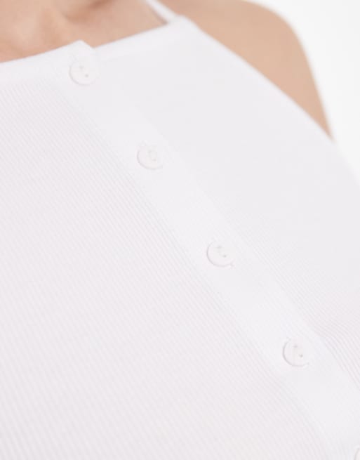 New Look - Tanktop met knoopsluiting in wit, 3 van 4