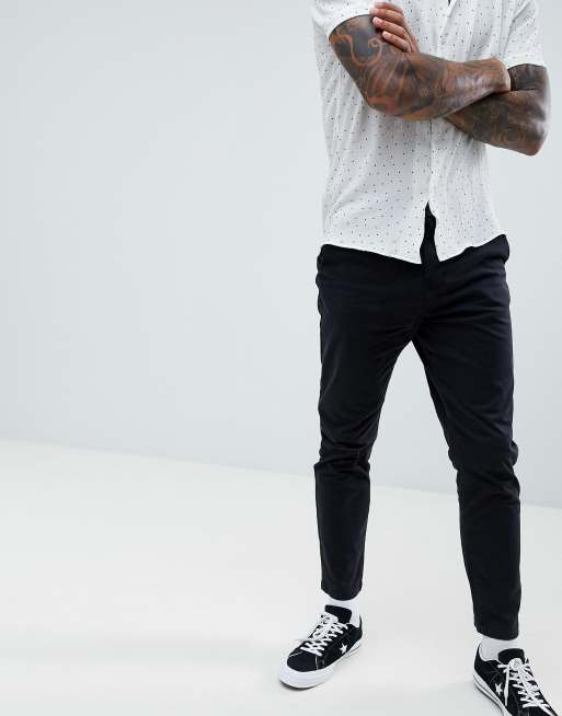 black tapered chinos