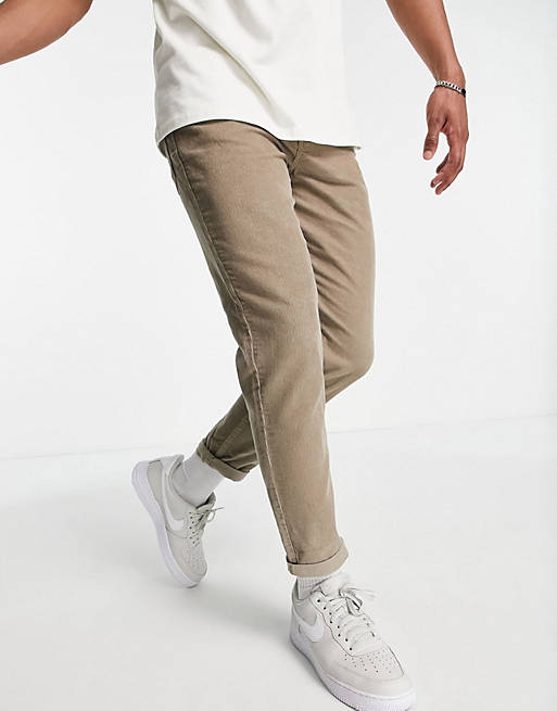New Look tapered cord trousers in tan