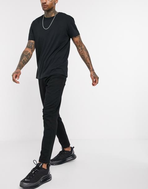 mens black tapered jeans