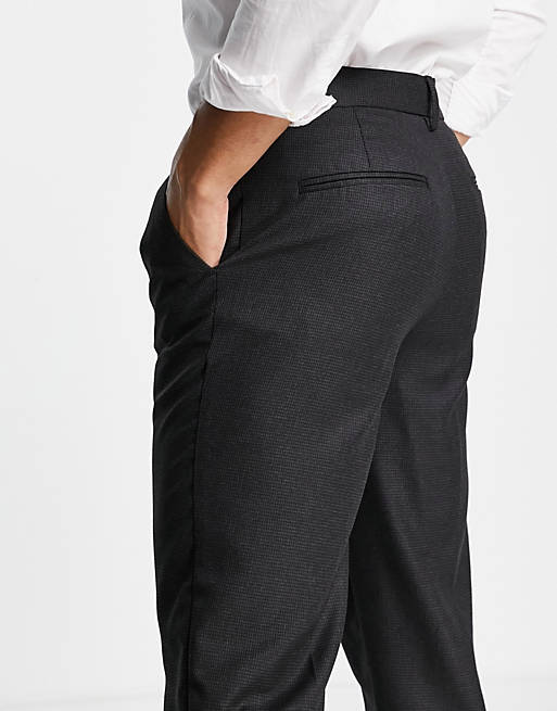 Suits New Look tapered pleated smart trousers in black pupstooth check 