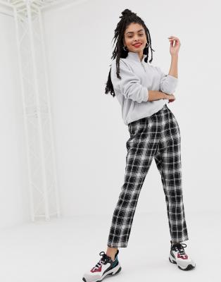 tartan tapered trousers