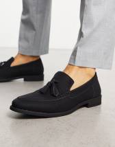 ASOS DESIGN loafers in black faux leather with tassel detail | ASOS