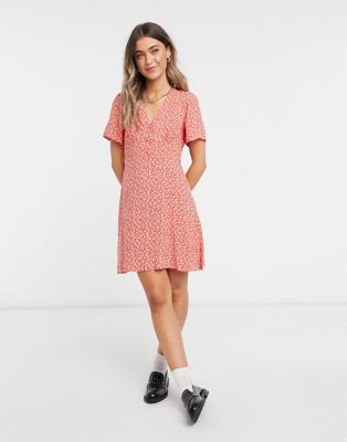 new look red ditsy floral dress