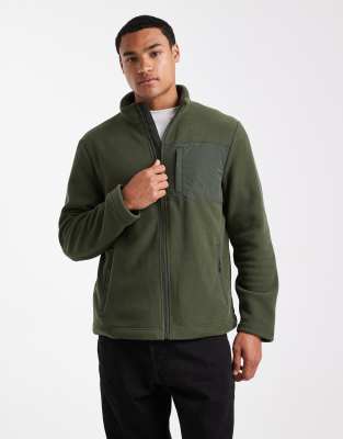 New Look Tech Fleece Jacket In Green