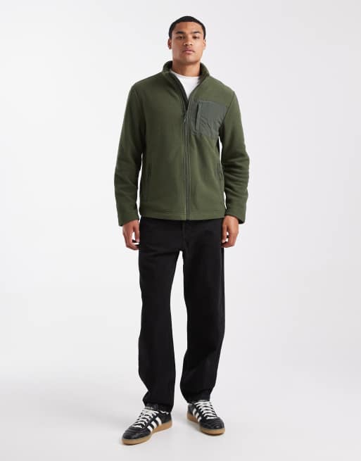 New Look tech fleece jacket in dark green, 2 of 5