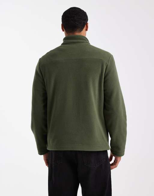 New Look tech fleece jacket in dark green, 3 of 5