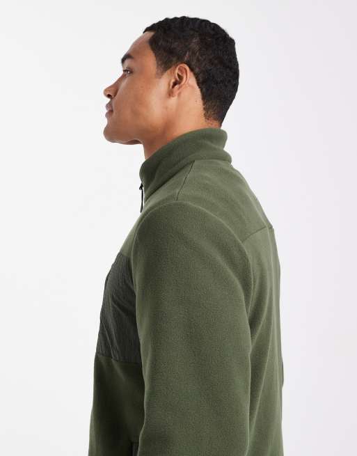 New Look tech fleece jacket in dark green, 4 of 5