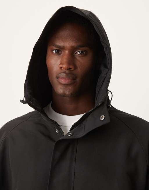 New Look tech hooded parka in black ASOS