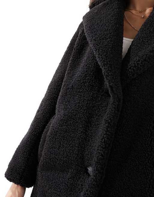 New look black teddy bear clearance coat