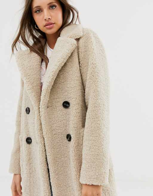 Womens cream store teddy coat